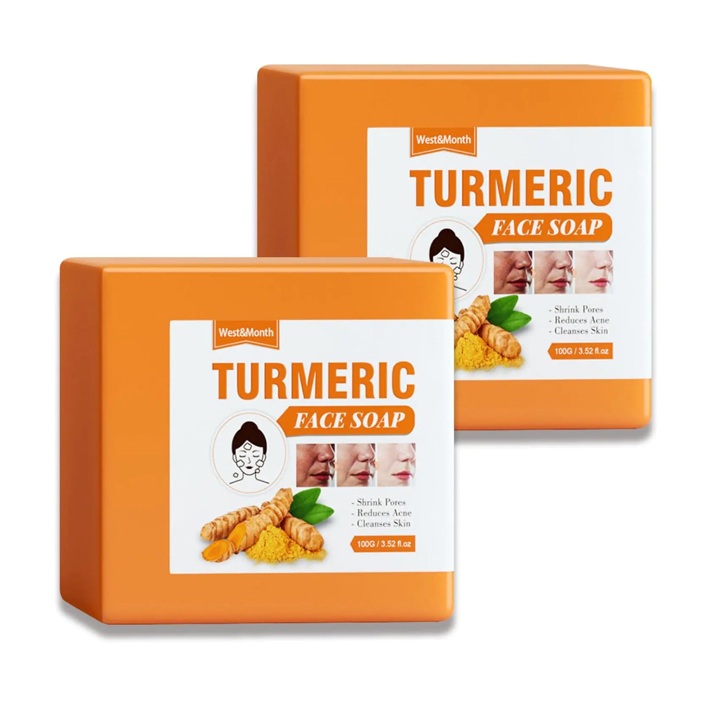 2PCS Turmeric Soap Bar for Face & Body