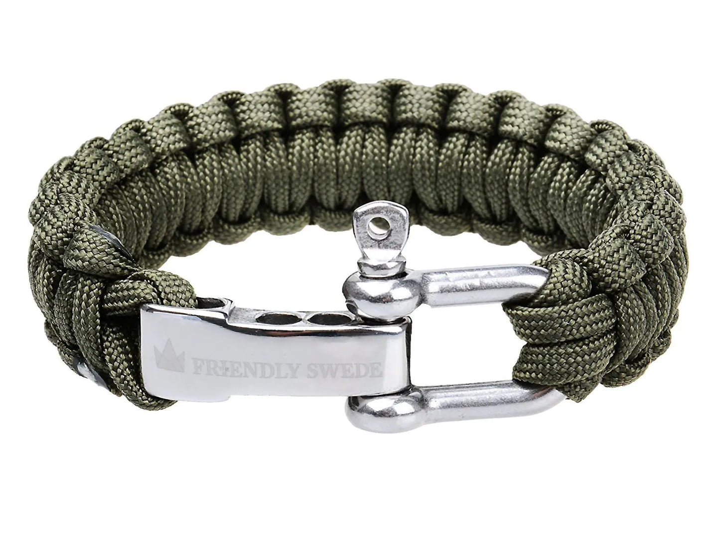 The Friendly Swede Paracord Bracelet with Stainless Steel D Shackle (7-8" wrists)