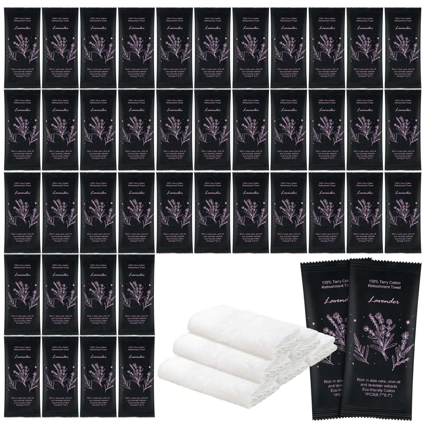Moist Cotton Towels – Individually Wrapped (8.7" x 8.7") – Pack of 100