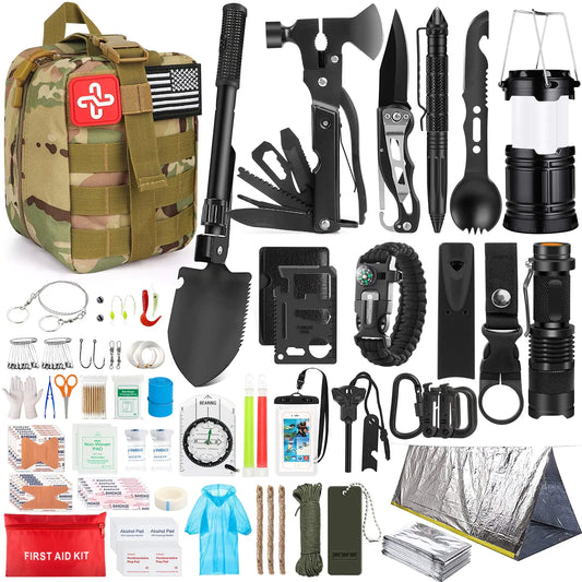 250-in-1 Survival Kit with MOLLE System Bag & Emergency Tent