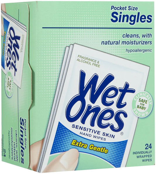 Wet Ones Sensitive Skin Hand & Face Wipes – 24 Count